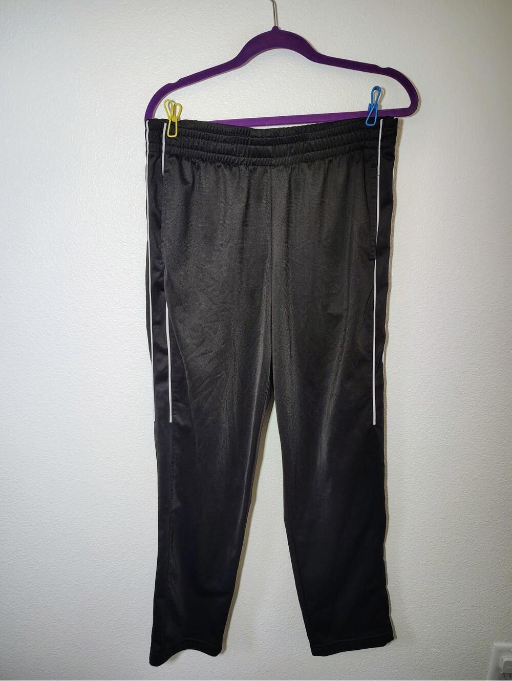 Tek Gear Sz L Black Joggers Mens Draw String White stripe